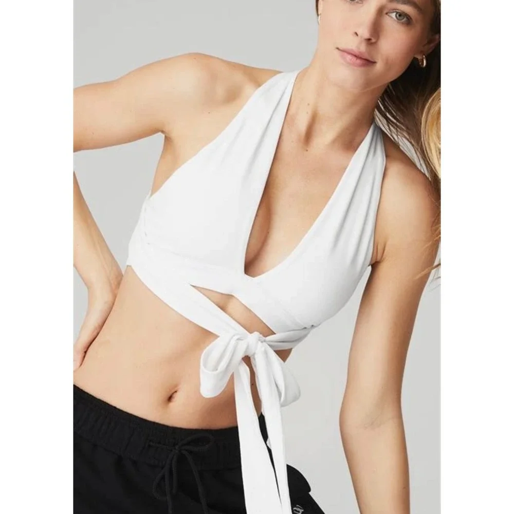 Alo Yoga Switch It Up Halter Bra Top White Wrap Multi-Way W9510R Yoga Sports Bra